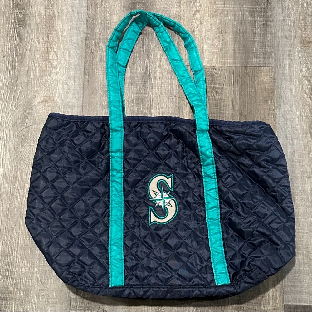 Seattle Mariners MLB 3 Pocket Zip-Close Quilted Tote Bag